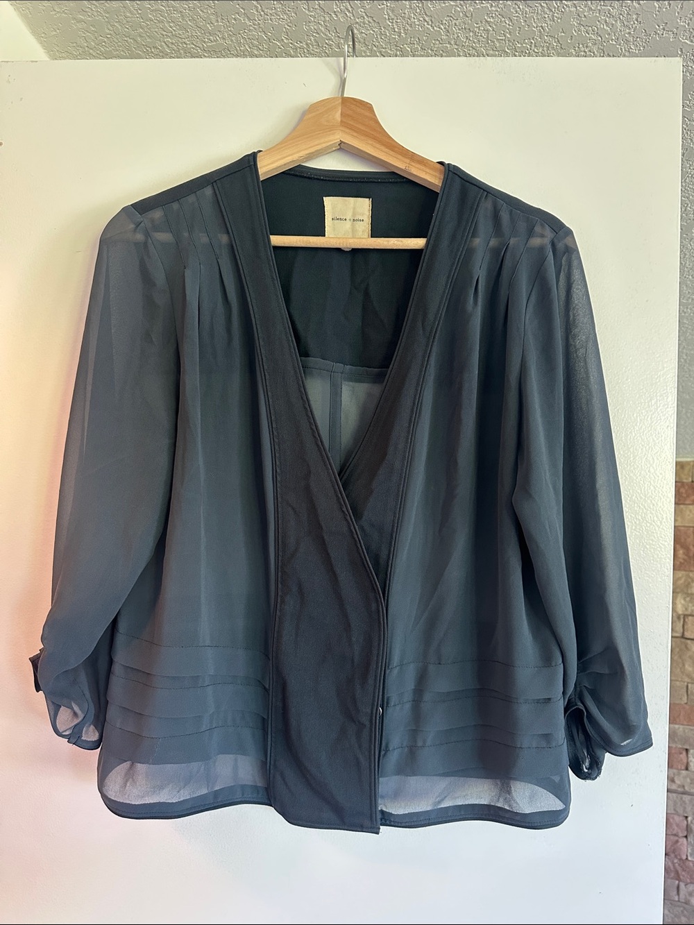 Urban Outfitters Blue Sheer Wrap Blouse